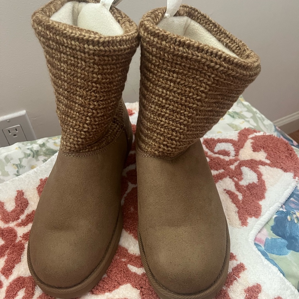 Self Esteem Women's Knit-Cuff Winter Boots - Brown
